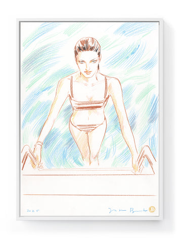 Swimmer on yacht steps